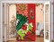 Christmas Door Cover Xmas Winter Holiday Party Decoration Front Porch Sign(Red and Green)70.87"L x 35.43"W
